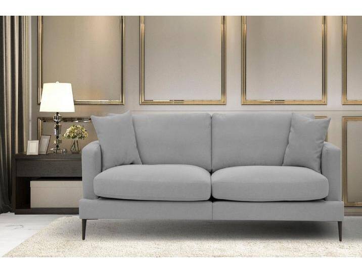 Home affaire 2-Sitzer Cozy elegantes Designsofa, Maße B/T/H: 151/97/80 cm, mit losen Kissen und Metallbeinen, grau, hellgrau von Home-affaire