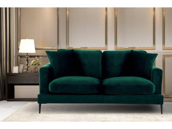 Home affaire 2-Sitzer Cozy elegantes Designsofa, Maße B/T/H: 151/97/80 cm, mit losen Kissen und Metallbeinen, grün, dunkelgrün von Home-affaire