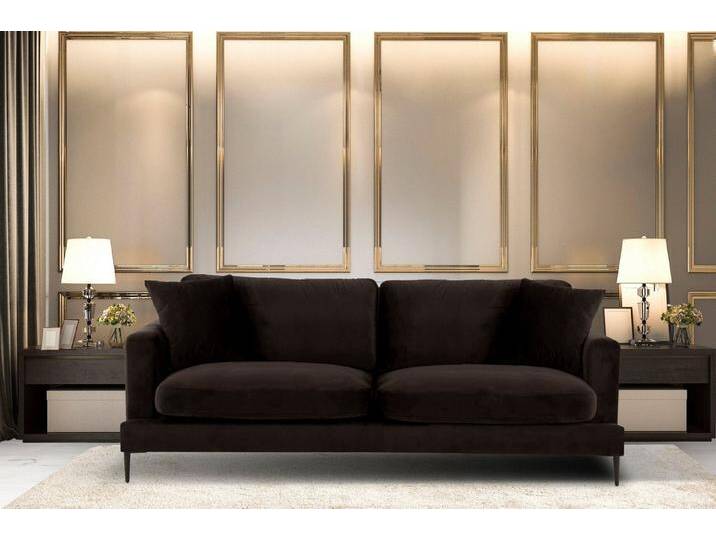 Home affaire 3-Sitzer Cozy elegantes Designsofa, Maße B/T/H: 211/97/80 cm, mit losen Kissen und Metallbeinen, braun, espresso von Home-affaire