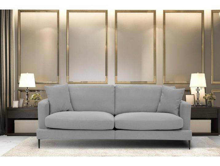 Home affaire 3-Sitzer Cozy elegantes Designsofa, Maße B/T/H: 211/97/80 cm, mit losen Kissen und Metallbeinen, grau, hellgrau von Home-affaire