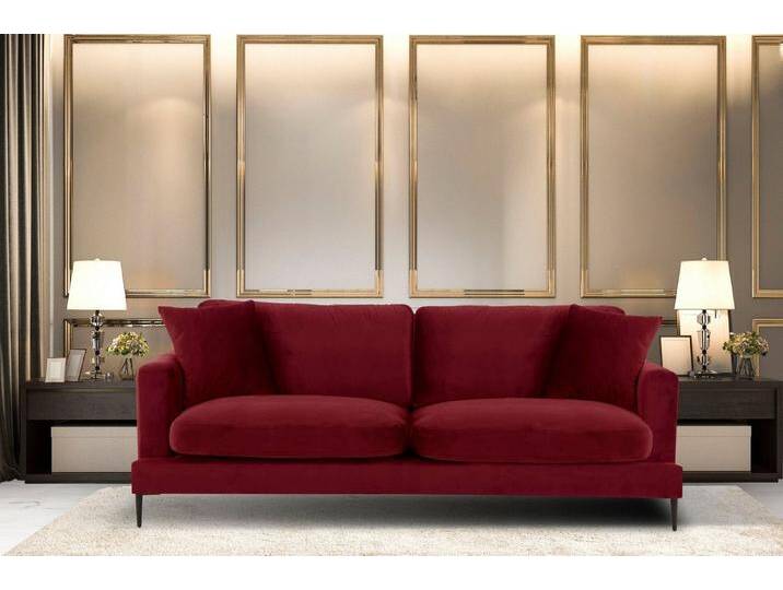 Home affaire 3-Sitzer Cozy elegantes Designsofa, Maße B/T/H: 211/97/80 cm, mit losen Kissen und Metallbeinen, rot, rot Home affaire 3-Sitzer Cozy elegantes Designsofa, Maße B/T/H: 211/97/80 cm, mit losen Kissen und Metallbeinen, rot, rot von Home-affaire