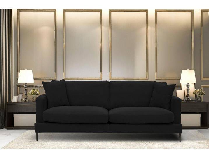 Home affaire 3-Sitzer Cozy elegantes Designsofa, Maße B/T/H: 211/97/80 cm, mit losen Kissen und Metallbeinen, schwarz, schwarz von Home-affaire
