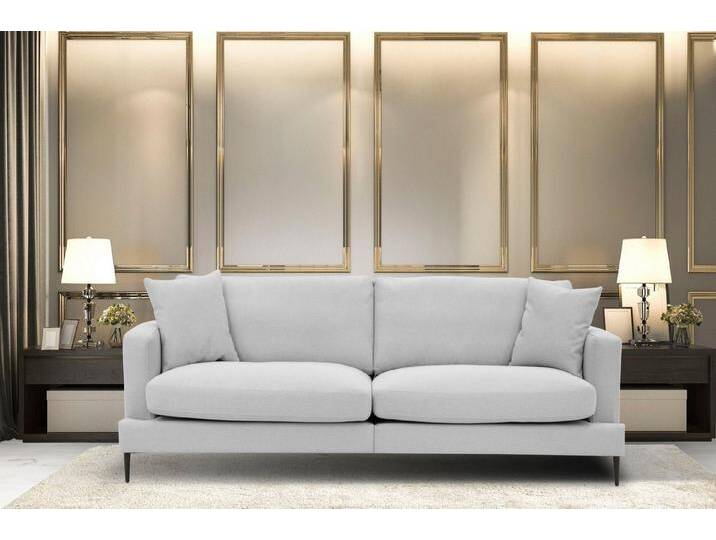 Home affaire 3-Sitzer Cozy elegantes Designsofa, Maße B/T/H: 211/97/80 cm, mit losen Kissen und Metallbeinen, silberfarben, silber von Home-affaire