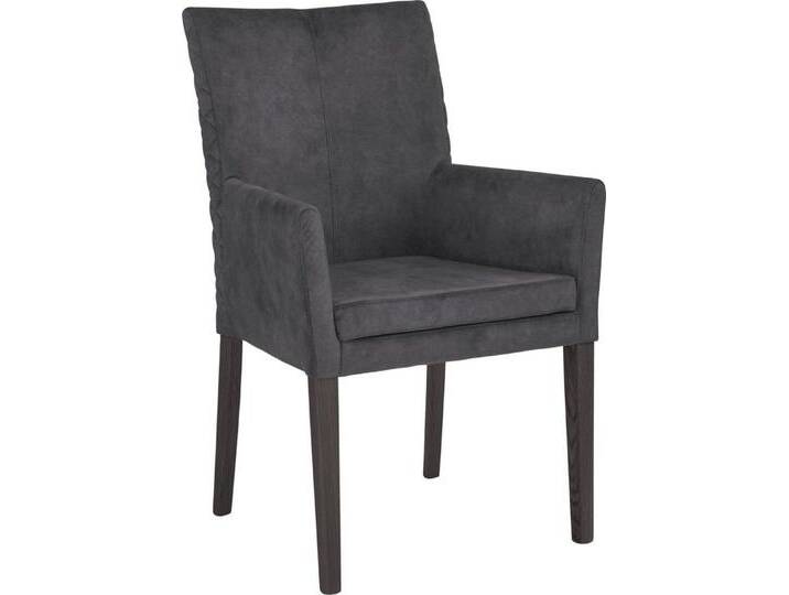 Leonique Armlehnstuhl Vence, mit Rautensteppung in der Rückenlehne, Beine aus massiver Buche, grau, anthrazit von OTTO