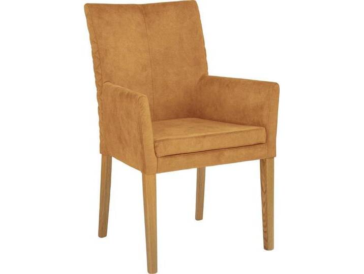 Leonique Armlehnstuhl Vence (Set, 1 St), mit Rautensteppung in der Rückenlehne, Beine aus Eiche, in Samtoptik, gelb orange, gelbgold von OTTO