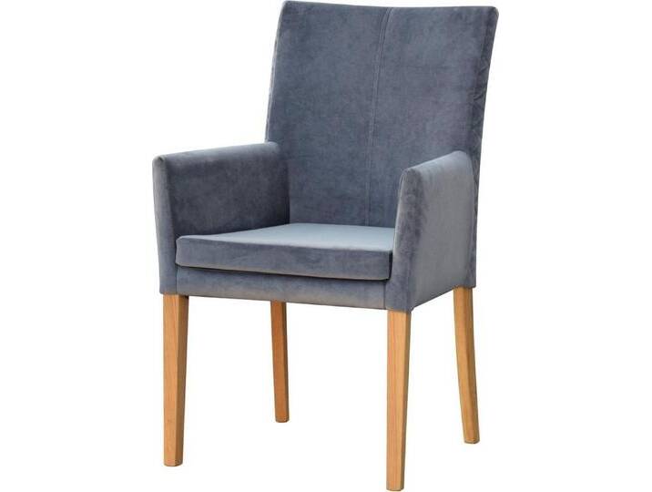 Leonique Armlehnstuhl Vence (Set, 1 St), mit Rautensteppung in der Rückenlehne, Beine aus Eiche, in Samtoptik, grau, grau von OTTO