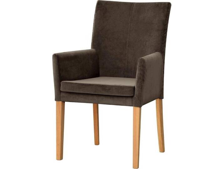 Leonique Armlehnstuhl Vence (Set, 1 St), mit Rautensteppung in der Rückenlehne, Beine aus Eiche, in Samtoptik, grau, schlamm von OTTO