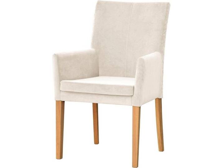 Leonique Armlehnstuhl Vence (Set, 1 St), mit Rautensteppung in der Rückenlehne, Beine aus Eiche, in Samtoptik, weiß, creme von OTTO