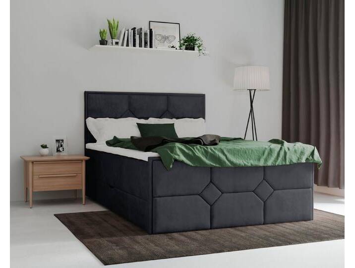 Leonique Boxspringbett Ambre, mit Taschen-Federkernmatratze, grau, H2/H3, anthrazit von OTTO