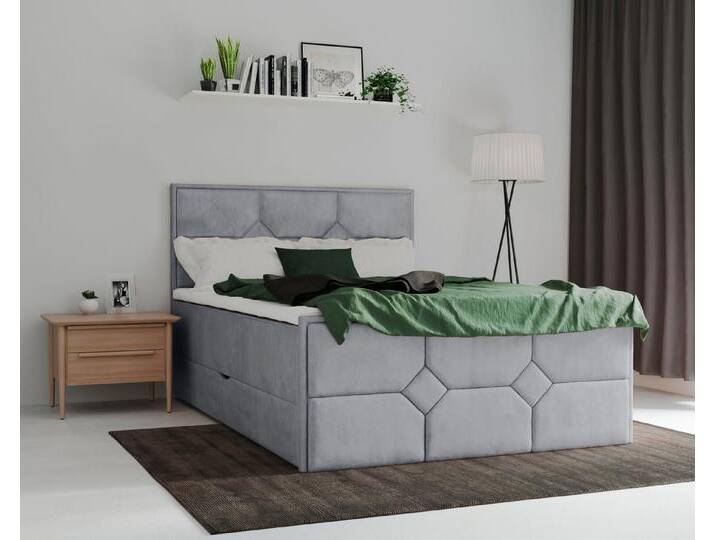 Leonique Boxspringbett Ambre, mit Taschen-Federkernmatratze, grau, H3, hellgrau von OTTO