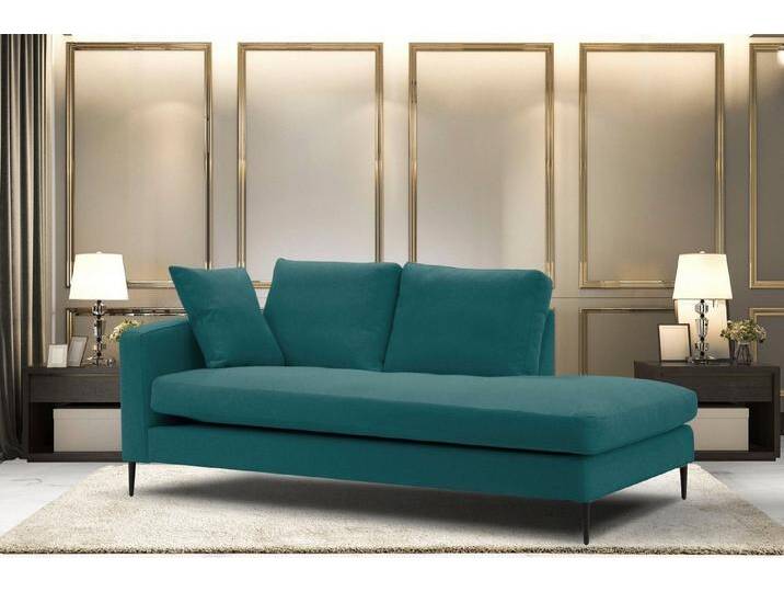 Home affaire Recamiere Cozy Chaiselongue, Maße B/T/H: 195/97/80 cm, mit losen Kissen und Metallbeinen, Armlehne links oder rechts wählbar, blau von Home-affaire