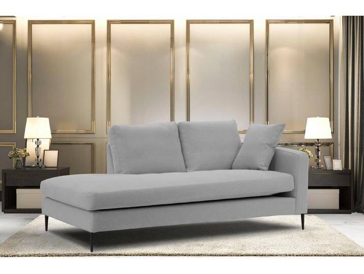 Home affaire Recamiere Cozy Chaiselongue, Maße B/T/H: 195/97/80 cm, mit losen Kissen und Metallbeinen, Armlehne links oder rechts wählbar, grau von Home-affaire