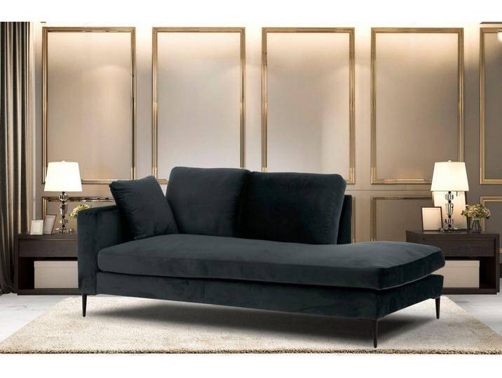 Home affaire Recamiere Cozy Chaiselongue, Maße B/T/H: 195/97/80 cm, mit losen Kissen und Metallbeinen, Armlehne links oder rechts wählbar, grau von Home-affaire