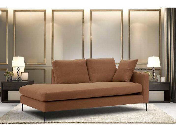 Home affaire Recamiere Cozy Chaiselongue, Maße B/T/H: 195/97/80 cm, mit losen Kissen und Metallbeinen, Armlehne links oder rechts wählbar, orange von Home-affaire