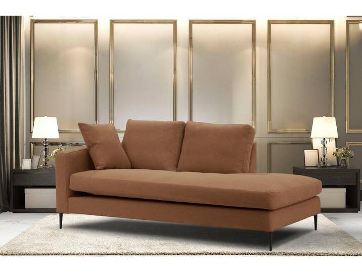 Home affaire Recamiere Cozy Chaiselongue, Maße B/T/H: 195/97/80 cm, mit losen Kissen und Metallbeinen, Armlehne links oder rechts wählbar, orange von Home-affaire