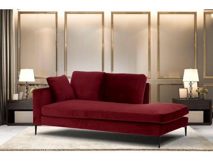 Home affaire Recamiere Cozy Chaiselongue, Maße B/T/H: 195/97/80 cm, mit losen Kissen und Metallbeinen, Armlehne links oder rechts wählbar, rot von Home-affaire
