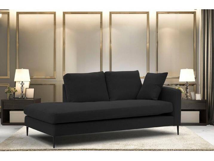 Home affaire Recamiere Cozy Chaiselongue, Maße B/T/H: 195/97/80 cm, mit losen Kissen und Metallbeinen, Armlehne links oder rechts wählbar, schwarz von Home-affaire