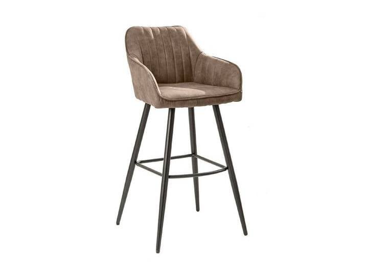 Licht-Erlebnisse Barhocker RITA, mit Lehne Stoff Metall Taupe Schwarz mit Fußablage Hocker Tresen Bar, bunt schwarz von OTTO