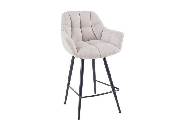 Licht-Erlebnisse Barhocker SONIA, mit Lehne Stoff Metall Creme Beige Schwarz Fußablage Stuhl Tresen Bar, schwarz von OTTO