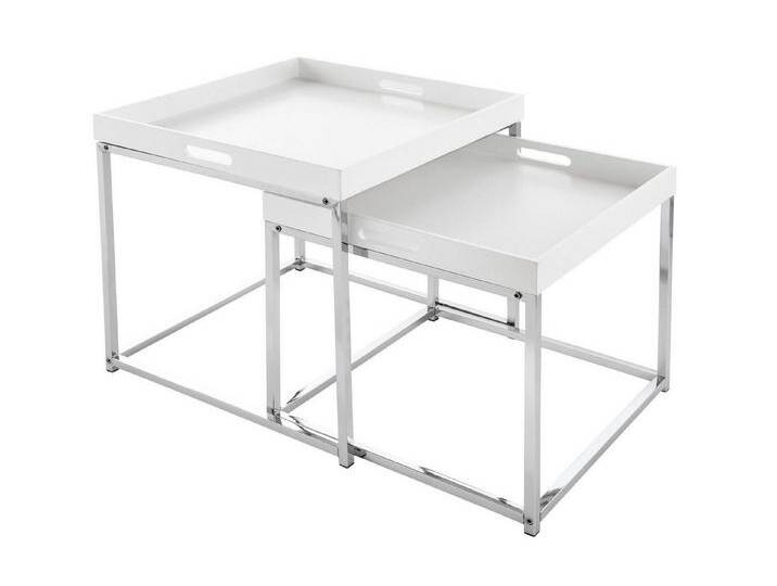 Licht-Erlebnisse Beistelltisch BAMA, 2er Set aus Metall in Weiß Chrom mit Tablett, silberfarben von OTTO