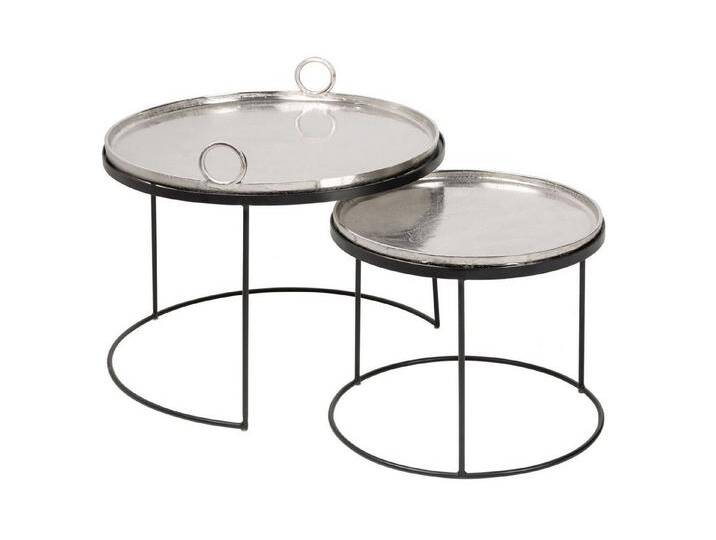 Licht-Erlebnisse Beistelltisch GLORIA, 2er Set mit Tabletts aus Metall in Silber Schwarz, bunt schwarz silberfarben Licht-Erlebnisse Beistelltisch GLORIA, 2er Set mit Tabletts aus Metall in Silber Schwarz, bunt schwarz silberfarben von OTTO