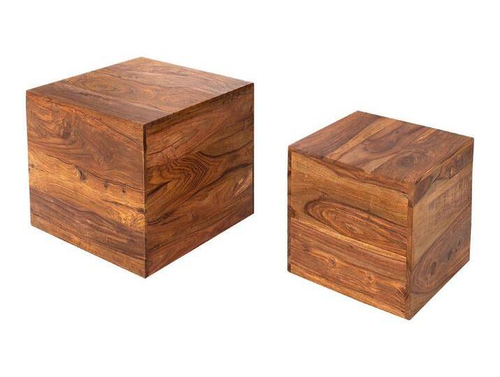 Licht-Erlebnisse Beistelltisch MAKASSAR, 2er Set Holz massiv Natur 30 / 40 cm breit Beistell Tisch von OTTO
