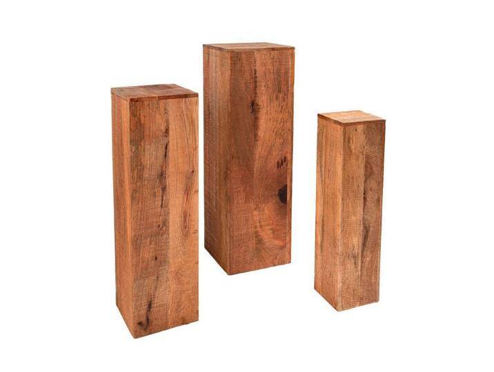 Licht-Erlebnisse Beistelltisch MAKASSAR, Dekosäule Mango massiv 3er Set 60 + 70 + 80 cm hoch Podest Säule von OTTO