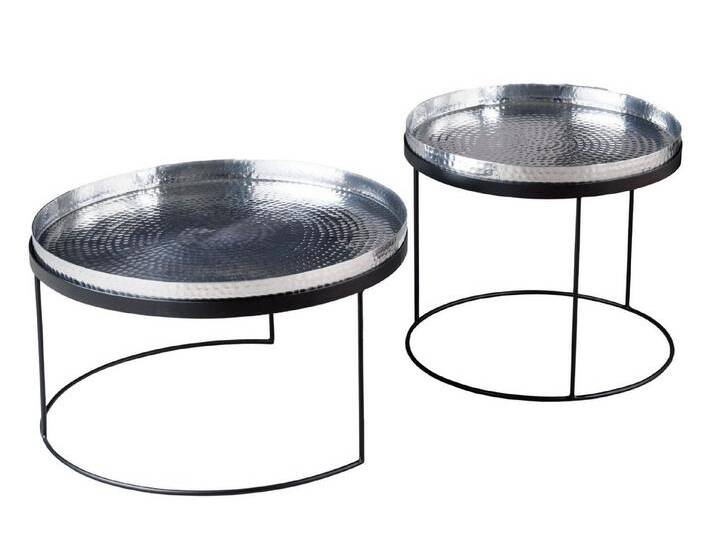 Licht-Erlebnisse Couchtisch BAMA, 2er Set mit Tablett Handarbeit aus Metall in Silber Schwarz, bunt schwarz silberfarben Licht-Erlebnisse Couchtisch BAMA, 2er Set mit Tablett Handarbeit aus Metall in Silber Schwarz, bunt schwarz silberfarben von OTTO