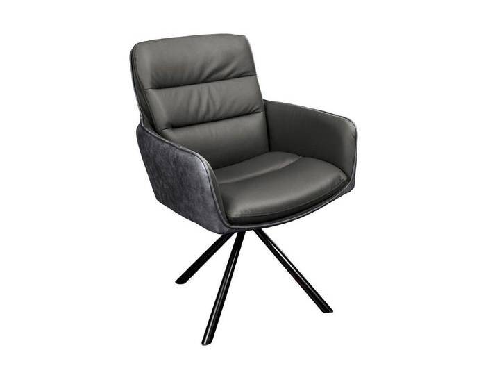 Licht-Erlebnisse Drehstuhl CARLO, Leder Stoff Metall in Grau Schwarz B: 58 cm ohne Rollen, bunt grau schwarz von OTTO
