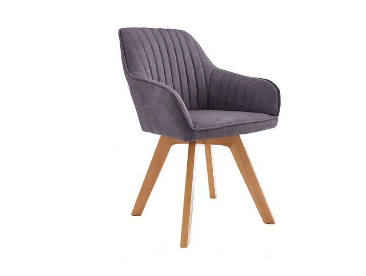 Licht-Erlebnisse Drehstuhl LIVORNO, mit Armlehne ohne Rollen Grau Natur aus Stoff Holz Retro, grau von OTTO