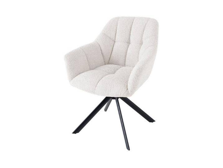 Licht-Erlebnisse Drehstuhl SONIA, Weiß Bouclé Metallbeine B: 65 cm Retro ohne Rollen, schwarz von OTTO