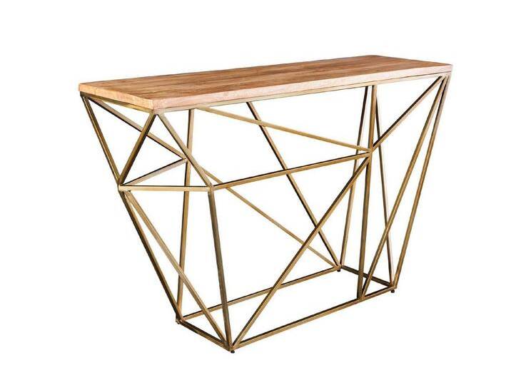 Licht-Erlebnisse Konsolentisch JABARI, aus Mango Holz Metall in Natur Messing 119 x 78 x 39 cm (BxHxT), goldfarben von OTTO