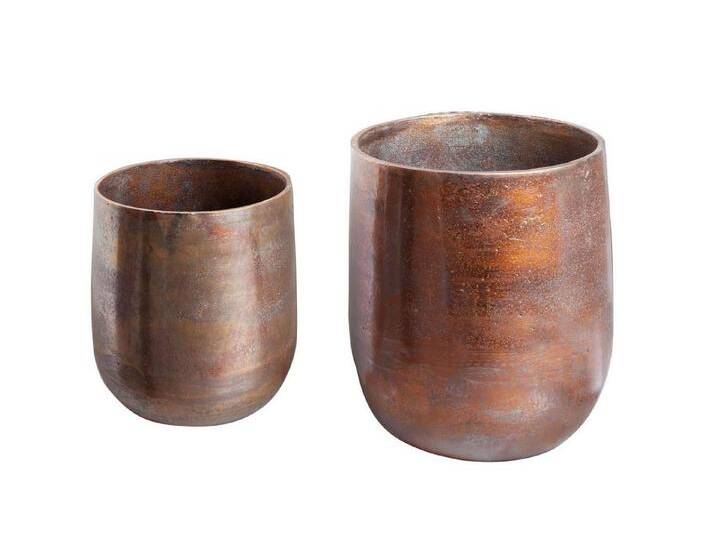 Licht-Erlebnisse Übertopf CARLU, Übertopf 2er Set in Kupfer antik Ø 23 / 29 cm Handarbeit Metall, bunt Licht-Erlebnisse Übertopf CARLU, Übertopf 2er Set in Kupfer antik Ø 23 / 29 cm Handarbeit Metall, bunt von OTTO