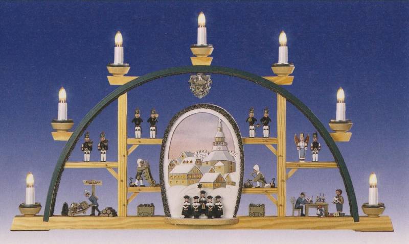 Lichterbogen Schwibbogen Seiffen Hiemann braunes Bild elektrisch BxHxT 70x40x5cm von OTTO