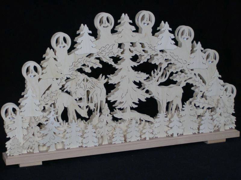 Lichterbogen Schwibbogen Wildtiere an der Futterkrippe und Beleuchtung BxHxT von OTTO