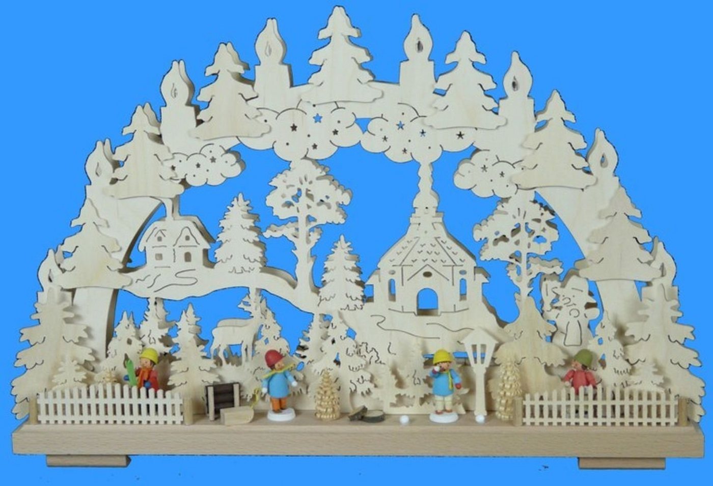 Lichterbogen Schwibbogen mit Winterfiguren Kirche und Beleuchtung BxHxT 50x33x7cm N von OTTO