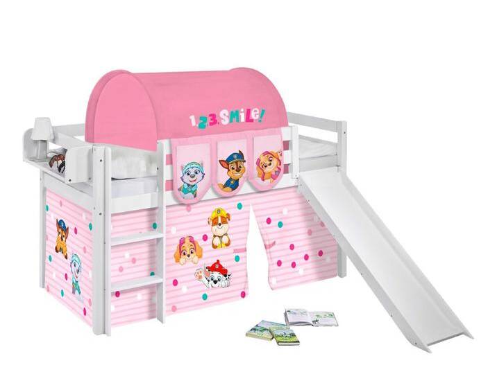 Lilokids Hochbett JELLE mit Rutsche mit PAW PATROL Vorhang - Kinderbett & Spielbett mit Rutsche und Vorhang von OTTO
