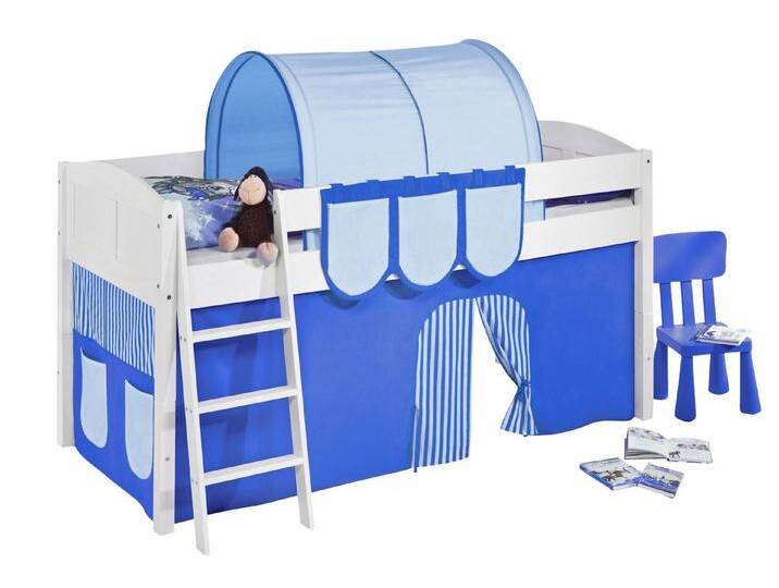 Lilokids Hochbett Spielbett IDA 4106 - Teilbares Systemhochbett - weiß - mit Vorhang umbaubar in Jugendbett, Hochbett oder L-Etagenbett von OTTO