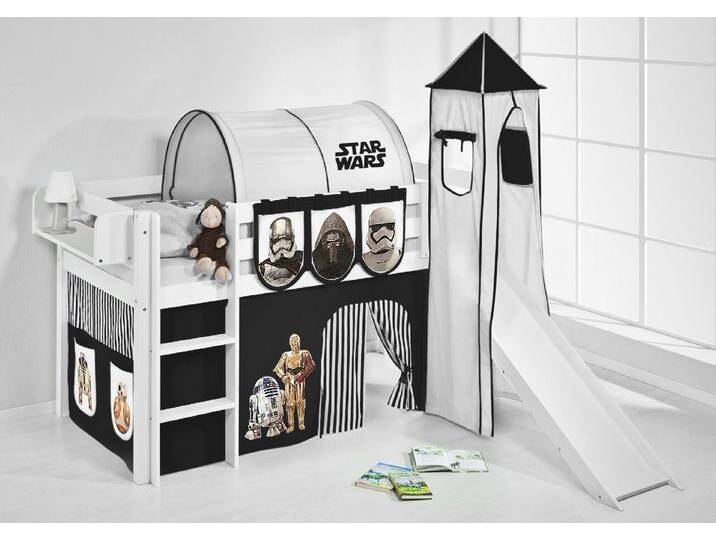 Lilokids Hochbett Spielbett JELLE Star Wars - Hochbett - mit Turm, Rutsche und Vorhang, schwarz von OTTO
