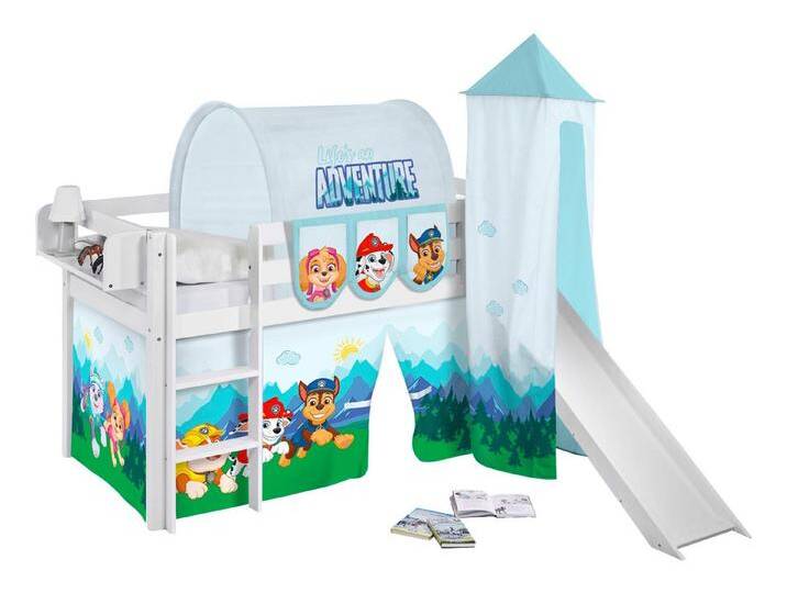 Lilokids Kinderbett Hochbett JELLE weiß mit Vorhang & Turm PAW PATROL 200x90cm von OTTO