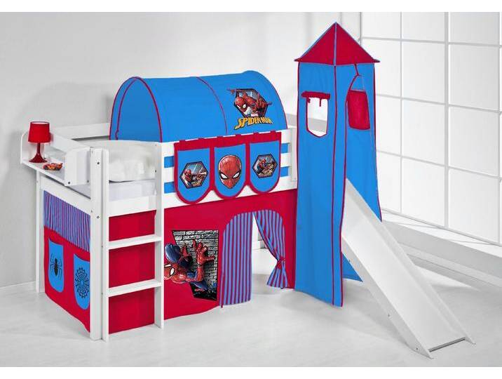 Lilokids Kinderbett Spielbett JELLE Spiderman - Hochbett - mit Turm, Rutsche und Vorhang von OTTO