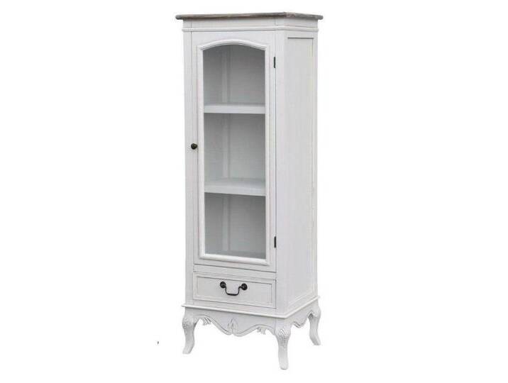 Livin Hill Vitrine Rimini White Strahlend weiß, filigrane Schnitzereien, dunkelbraune Platte, weiß von OTTO
