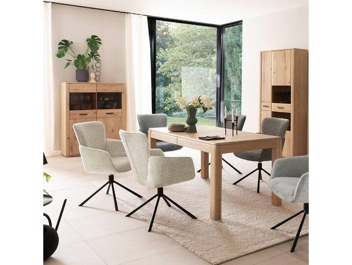 Lomadox Esszimmer-Set ANCONA-05, (Spar-Set, 3-St., Highboard Vitrine Esstisch), Essgruppe mit ausziehbarem Tisch (160/210/260cm), Eiche teilmassiv von OTTO