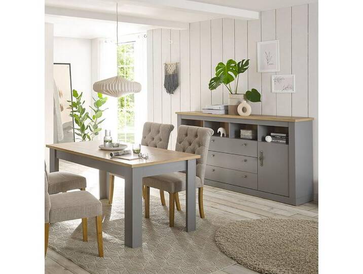 Lomadox Esszimmer-Set CHATHAM-61, (Spar-Set, 2-St), Sideboard Esstisch Esszimmer grau Artisan Eiche Nb. Landhaus, grau von OTTO