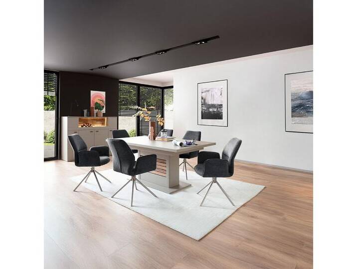 Lomadox Esszimmer-Set LIEZEN-05, (Spar-Set, 2-St., Highboard Esstisch), grau mit Eiche, inkl. Beleuchtung, grau von OTTO