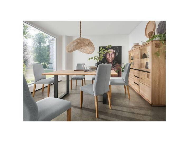 Lomadox Esszimmer-Set WINCHESTER-69, (Spar-Set, 2-St., Highboard Esstisch), Esszimmermöbel Sideboard Tisch Eiche massiv Hirnholz-Detail, braun von OTTO