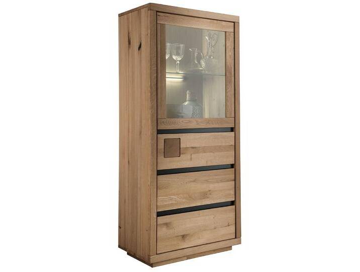 Lomadox Highboard WINCHESTER-69, Standvitrine Schrank 65 cm Eiche massiv geölt Hirnholz-Detail, braun von OTTO