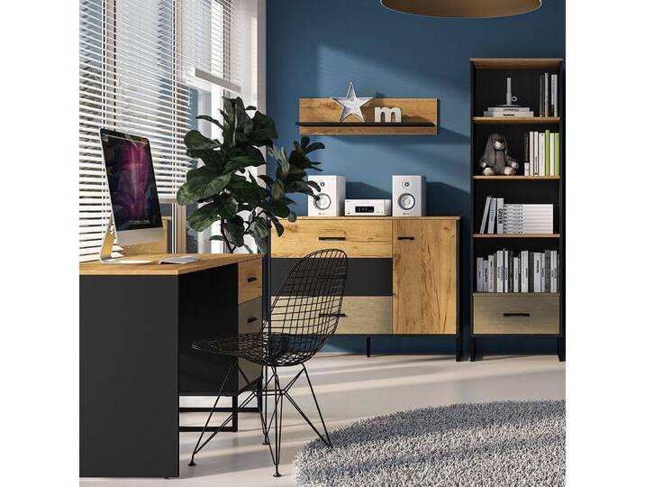 Lomadox Jugendzimmer-Set CASPER-131, (Sparset, 4-tlg), mit Schreibtisch in schwarz/Eiche/sandfarben, braun schwarz von OTTO