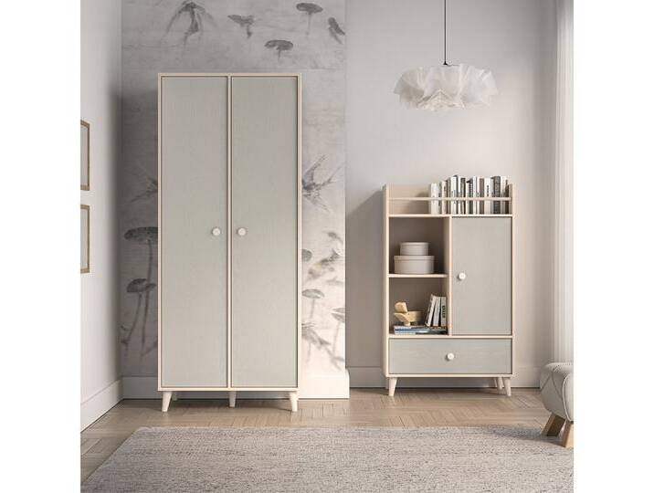 Lomadox Jugendzimmer-Set MODICA-131, (Sparset, 2-tlg., Eckkleiderschrank Regal), sandbeige mit grau, mit Kleiderstangen, Softclose-Funktion von OTTO