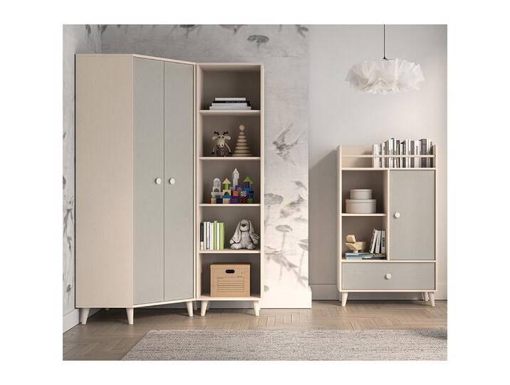 Lomadox Jugendzimmer-Set MODICA-131, (Sparset, 3-tlg., Eckkleiderschrank Regal), in Sandbeige mit grau mit fühlbarer Struktur, Softclose, braun grau von OTTO
